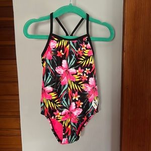 Hurley 4T flower one piece swimsuit